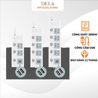 Ổ cắm điện đa năng thông minh 2 cổng USB 5v sạc nhanh, ổ chịu tải 2500W, tiết kiệm 30 kilowatt giờ dây nối 1,8m OCD01