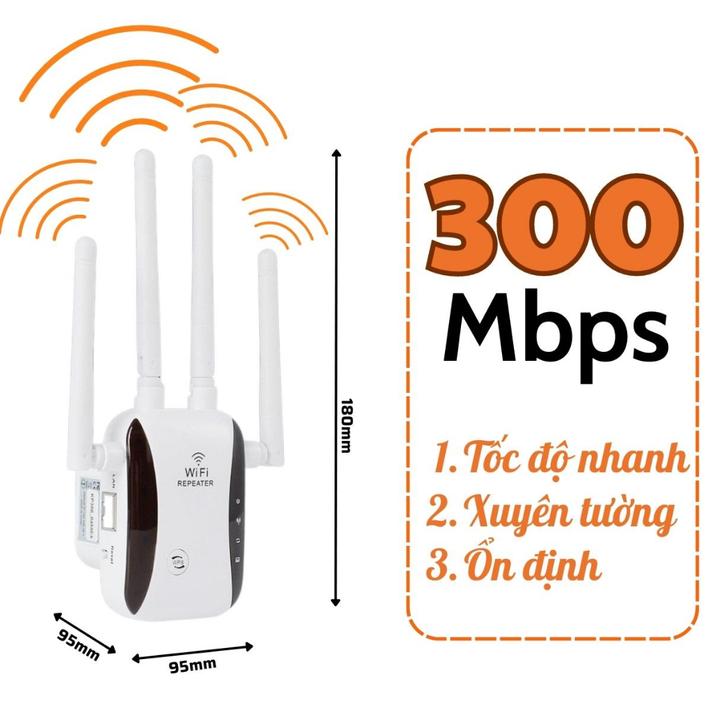 Cục phát wifi không dây 4 râu REPEATER cực mạnh bộ kích wifi, bộ thu phát hút mở rộng sóng wifi chính hãng - BH 1 năm | BigBuy360 - bigbuy360.vn