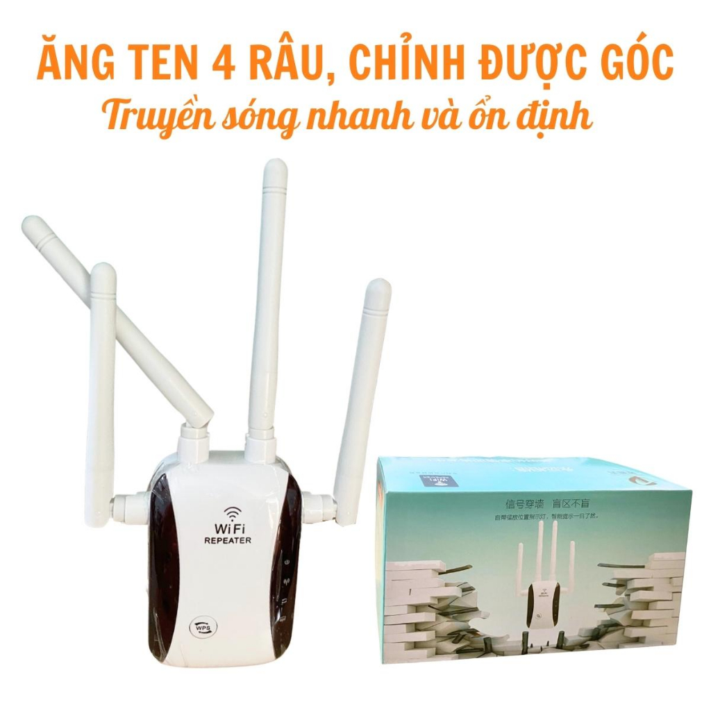 Cục phát wifi không dây 4 râu REPEATER cực mạnh bộ kích wifi, bộ thu phát hút mở rộng sóng wifi chính hãng - BH 1 năm | BigBuy360 - bigbuy360.vn