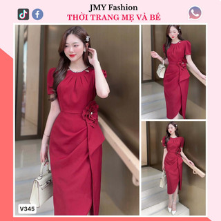 V345 Váy đầm đỏ body đính hoa eo [TH Hà Thanh] váy đỏ dáng ôm công sở