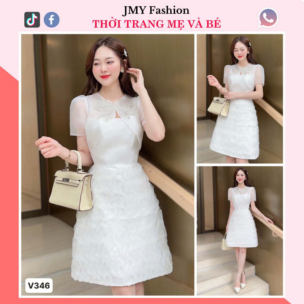 váy trắng dáng A ren sóng công sở
