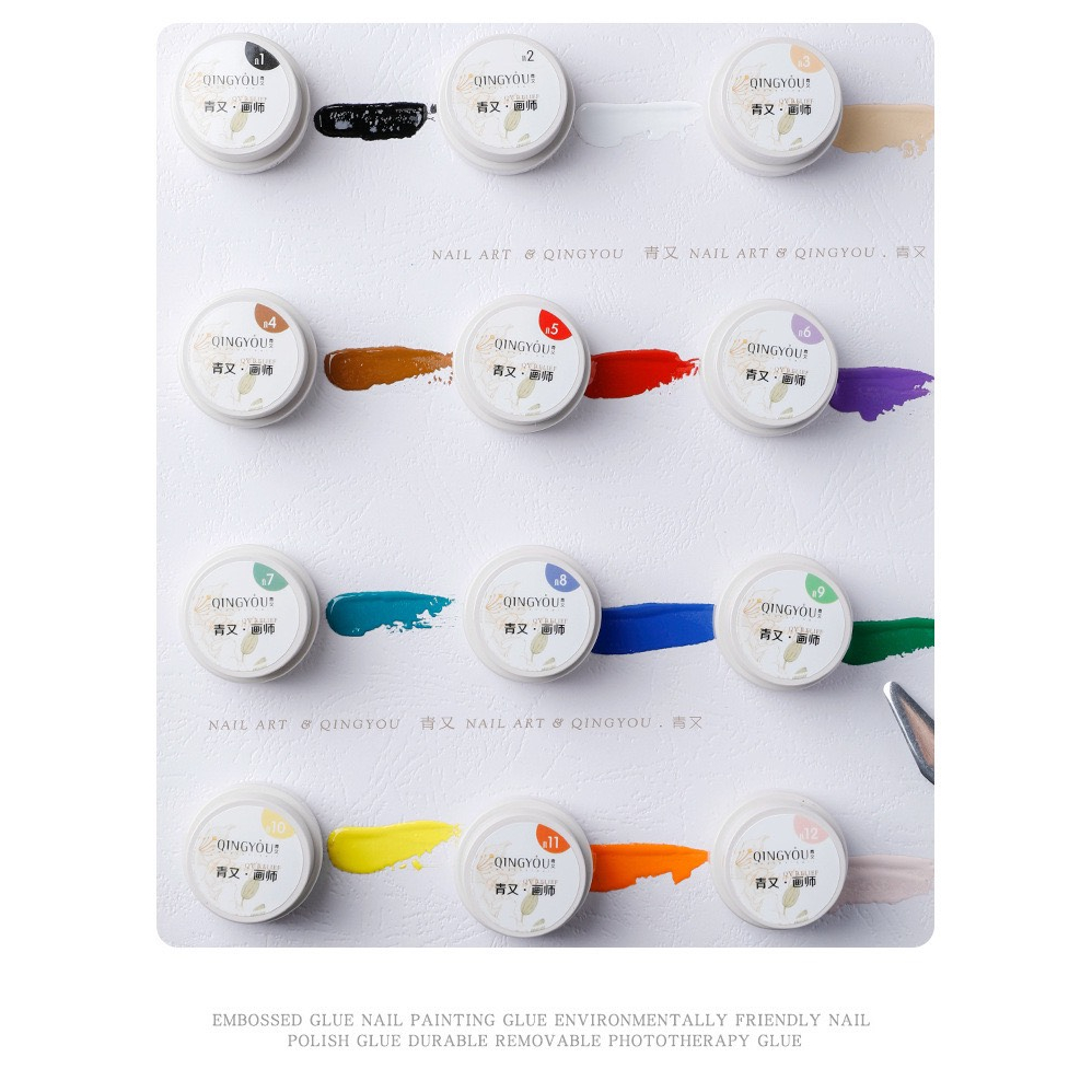 Set gel vẽ QingYou 12 màu vẽ nail