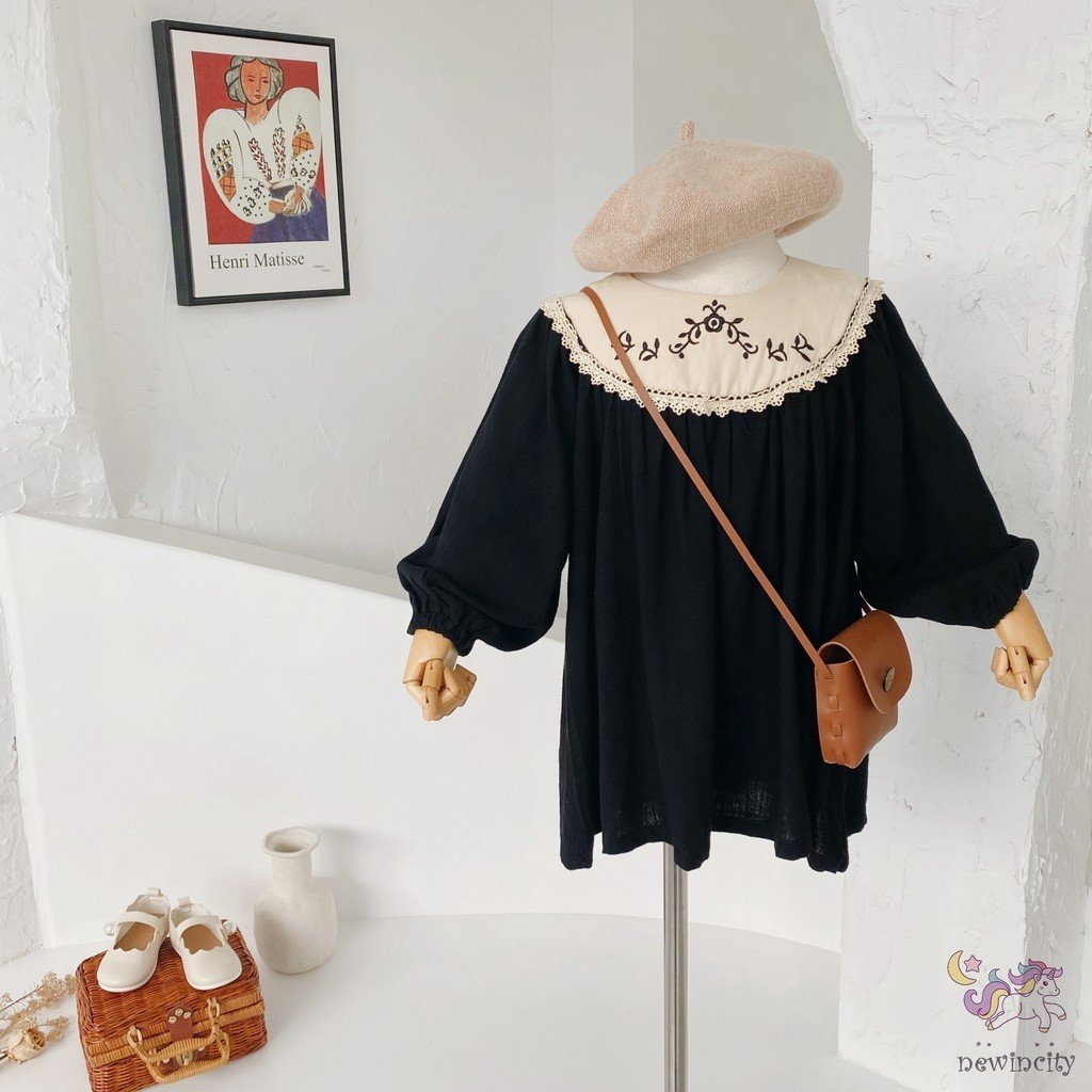 Đầm Công Chúa Thêu Hoa Phong Cách Hàn Quốc Xinh Xắn Cho Bé Gái . Chất Vải Cotton Mềm Mịn , Thấm Hút Mồ Hôi .