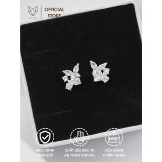 Khuyên Bạc Ta CaoBac Jewellery Cho Nữ Đính Đá Hình Hoa Nhỏ Mini Cánh Nhọn