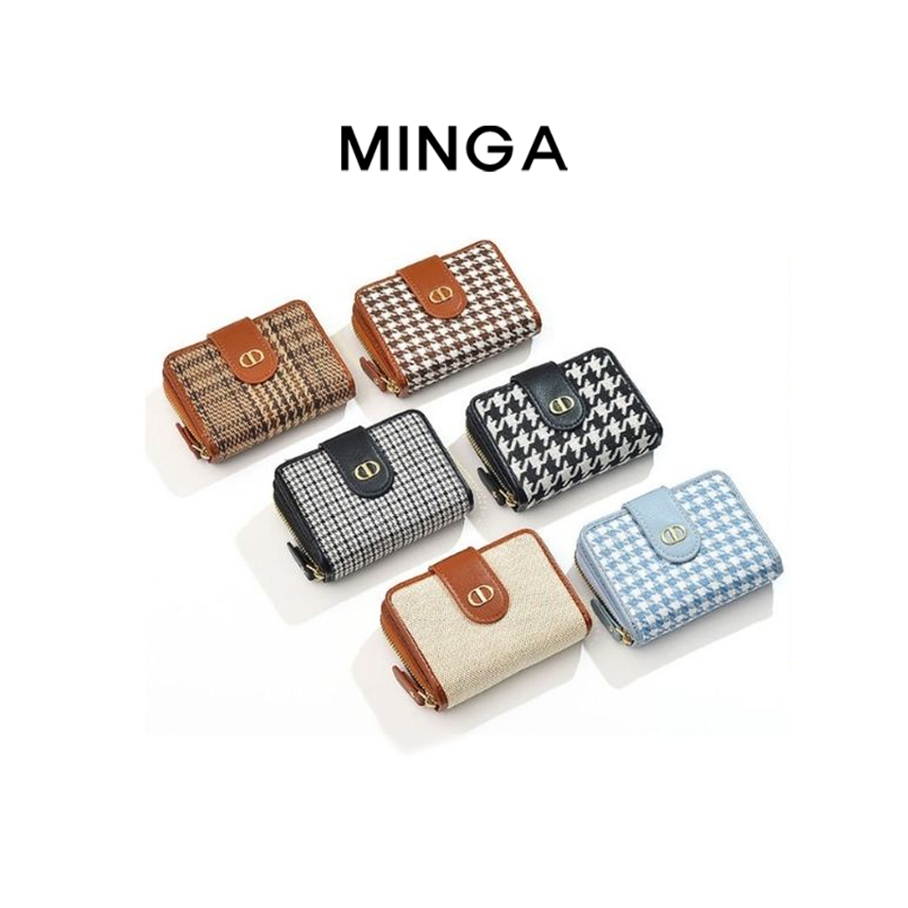 Ví nữ MINGA cầm nay mini họa tiết ziczac cá tính sành điệu nhiều màu sắc bắt mắt cúc bấm tiện lợi C222