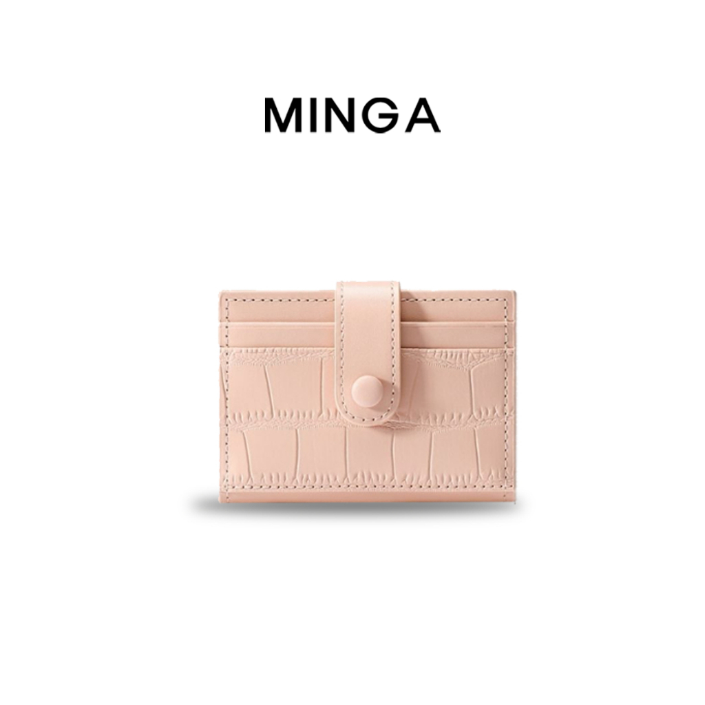 Ví bóp nữ ngắn cầm tay MINGA mini bằng da PU cao cấp phối cúc bấm họa tiết da cá sấu nhỏ gọn nhiều ngăn C102