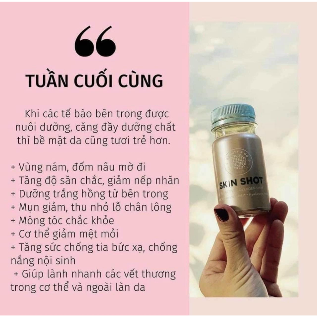 Nước uống collagen skin shot trắng da, giảm lão hoá, mờ thâm nám Skinshot Tây Ban Nha