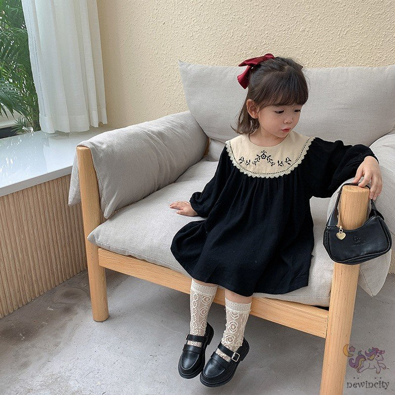 Đầm Công Chúa Thêu Hoa Phong Cách Hàn Quốc Xinh Xắn Cho Bé Gái . Chất Vải Cotton Mềm Mịn , Thấm Hút Mồ Hôi .