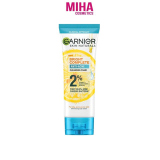 Sữa rửa mặt 3 trong 1 giảm mụn và sáng da garnier bright complete foam anti acne 100ml