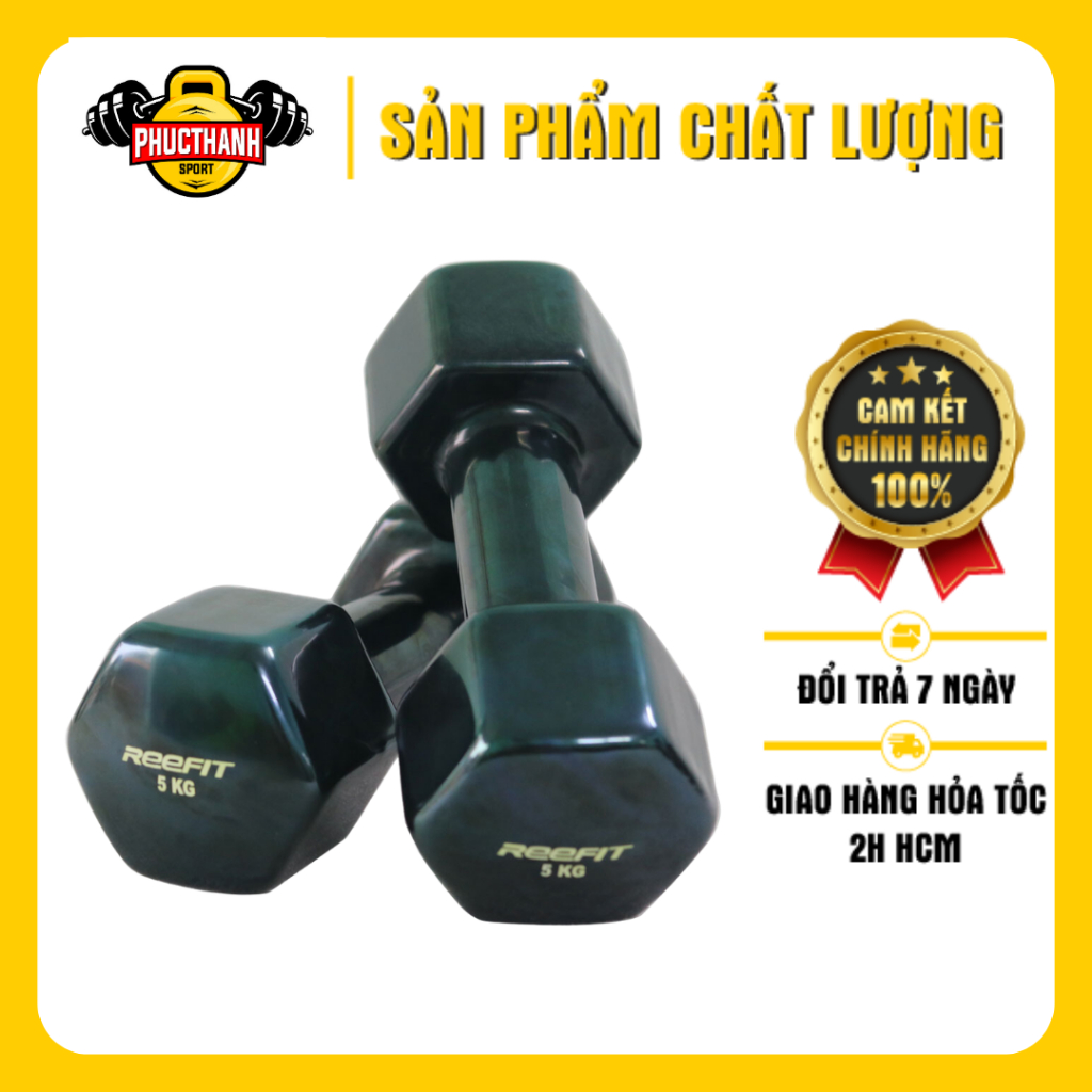 Bộ 2 tạ tay cao su 5kg Reefit (2 cục 5kg) (PHUCTHANHSPORT)