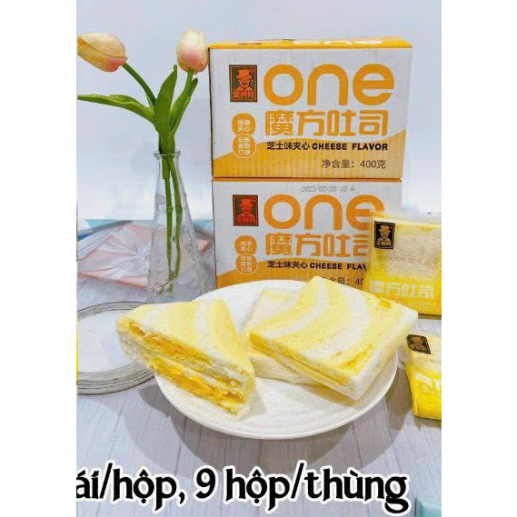 Bánh sandwich One các vị hộp 400g 8 bánh nhân kem, khoai môn, phô mai, socola