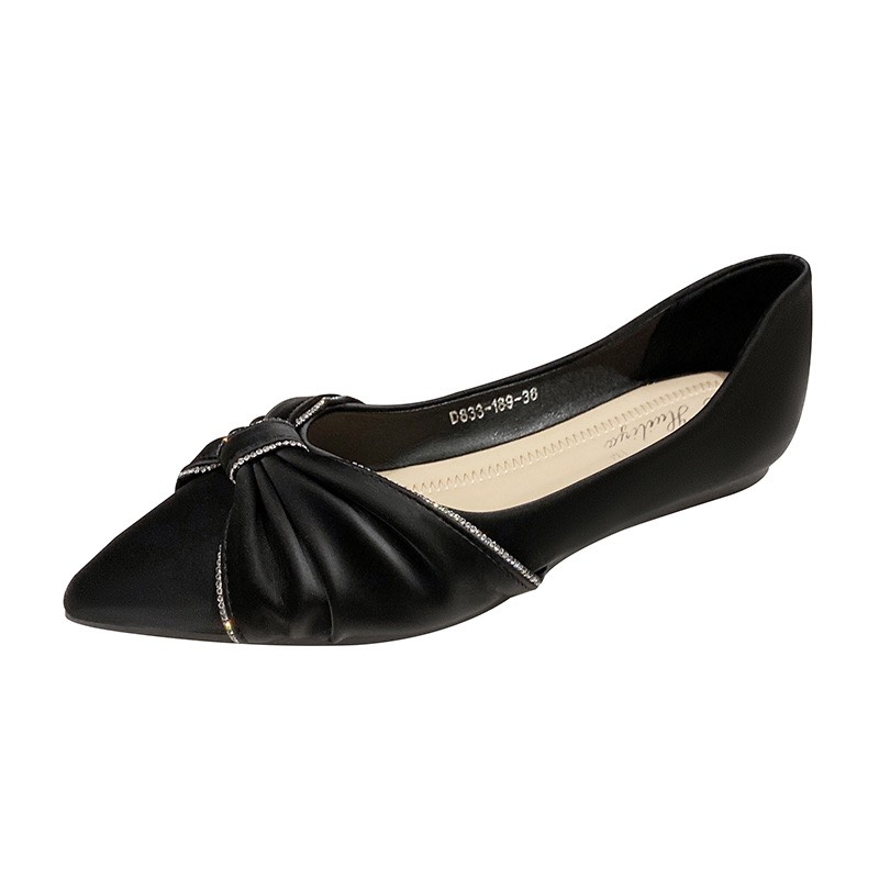 Giày bệt nữ siêu mềm mũi nhọn nơ viền đá bánh bèo cao cấp mã B11