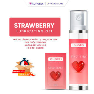 Gel bôi trơn Longrex gốc nước STRAWBERRY hương dâu tây ngọt ngào giúp cuộc yêu bền bỉ, che tên kín đáo Mã GB002