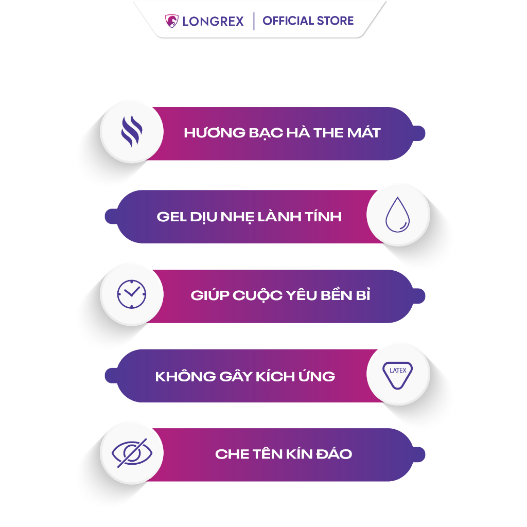 Gel bôi trơn Longrex gốc nước MINT hương bạc hà the mát giúp cuộc yêu bền bỉ, che tên kín đáo Mã GB001
