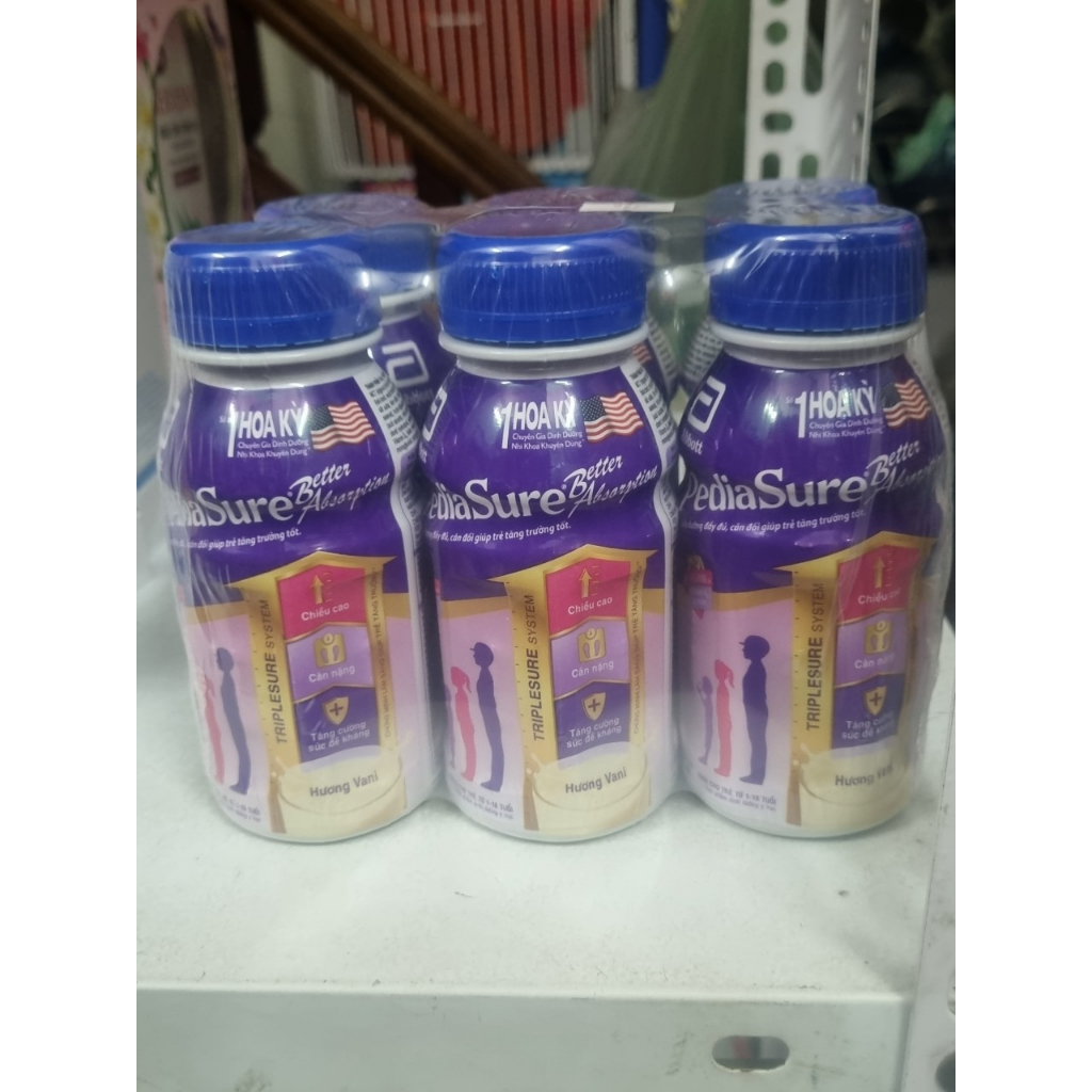 Lốc 6 chai sữa nước PediaSure của Abot 237ml/chai date dài
