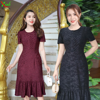 Đầm Suông Đuôi Cá Hoa Văn Nổi Sang Trọng DL640 - DL642