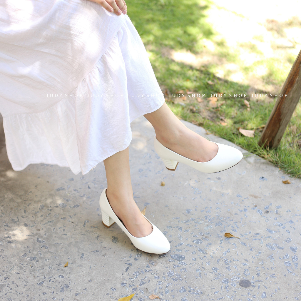 Giày công sở nữ - Giày gót vuông mũi tròn Moris 4 phân chất da lì