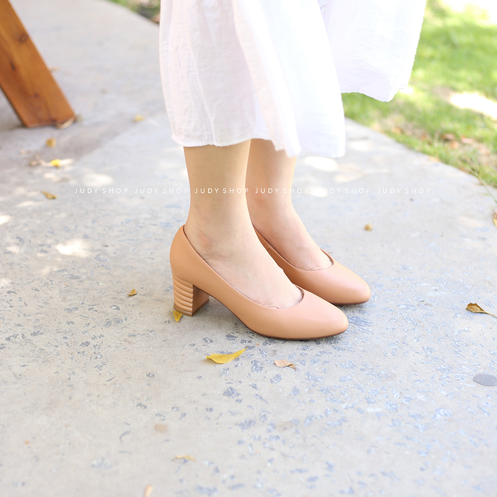 Giày công sở nữ - Giày gót vuông mũi tròn Moris 4 phân chất da lì