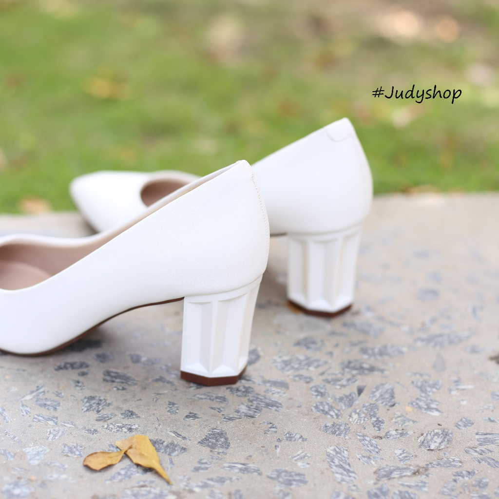 Giày bít nữ - giày công sở nữ - giày gót vuông MORRIS Mũi Nhọn da lì 6 phân