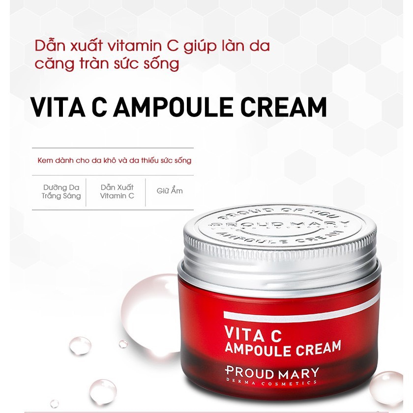 Tinh chất & Kem dưỡng trắng, mờ thâm sạm nám, chống Oxy hoá chứa Vitamin C, AHA, 3 Peptide Proud Mary