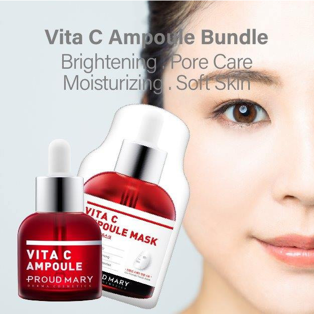 Tinh chất & Kem dưỡng trắng, mờ thâm sạm nám, chống Oxy hoá chứa Vitamin C, AHA, 3 Peptide Proud Mary