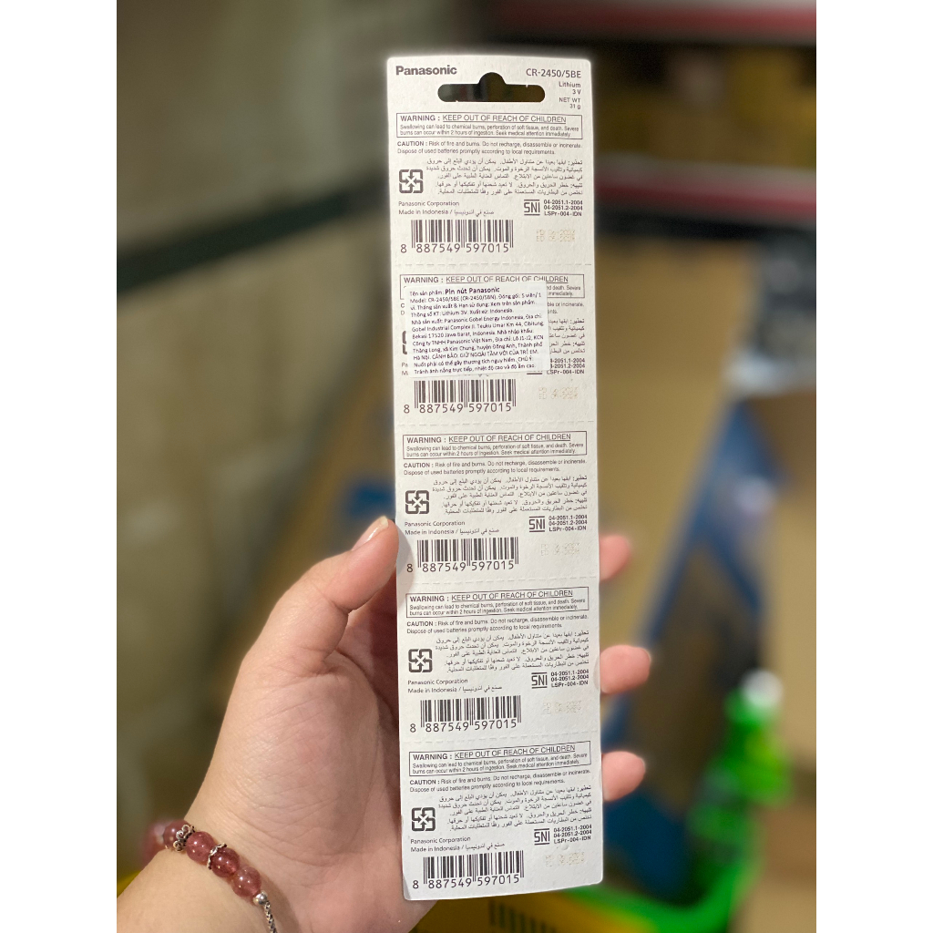 Vỉ 5 viên pin nút áo CR2450 Panasonic 3V - Hàng chính hãng