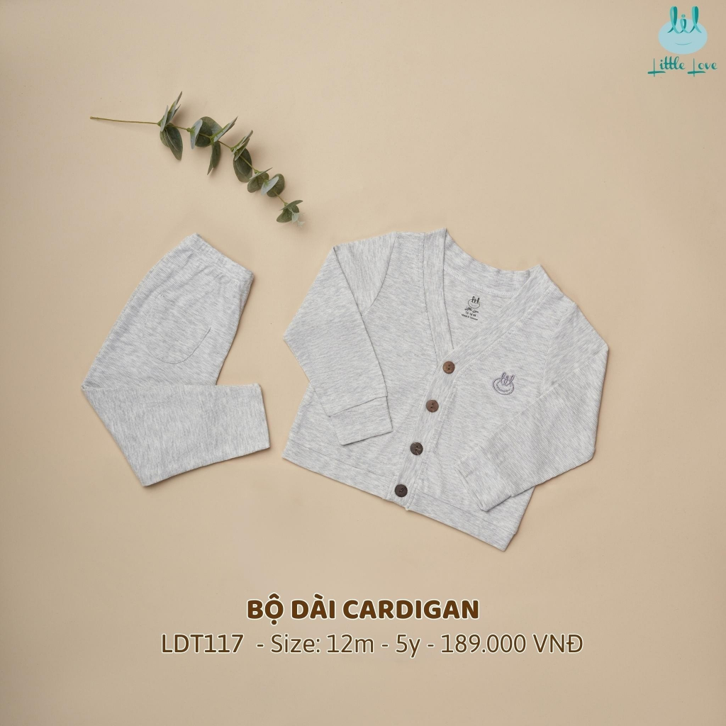 [Mã BMTTC60K giảm đến 60K đơn 50K] Bộ quần áo dài tay Cardigan dành cho bé LiL Little Love (LDT117)