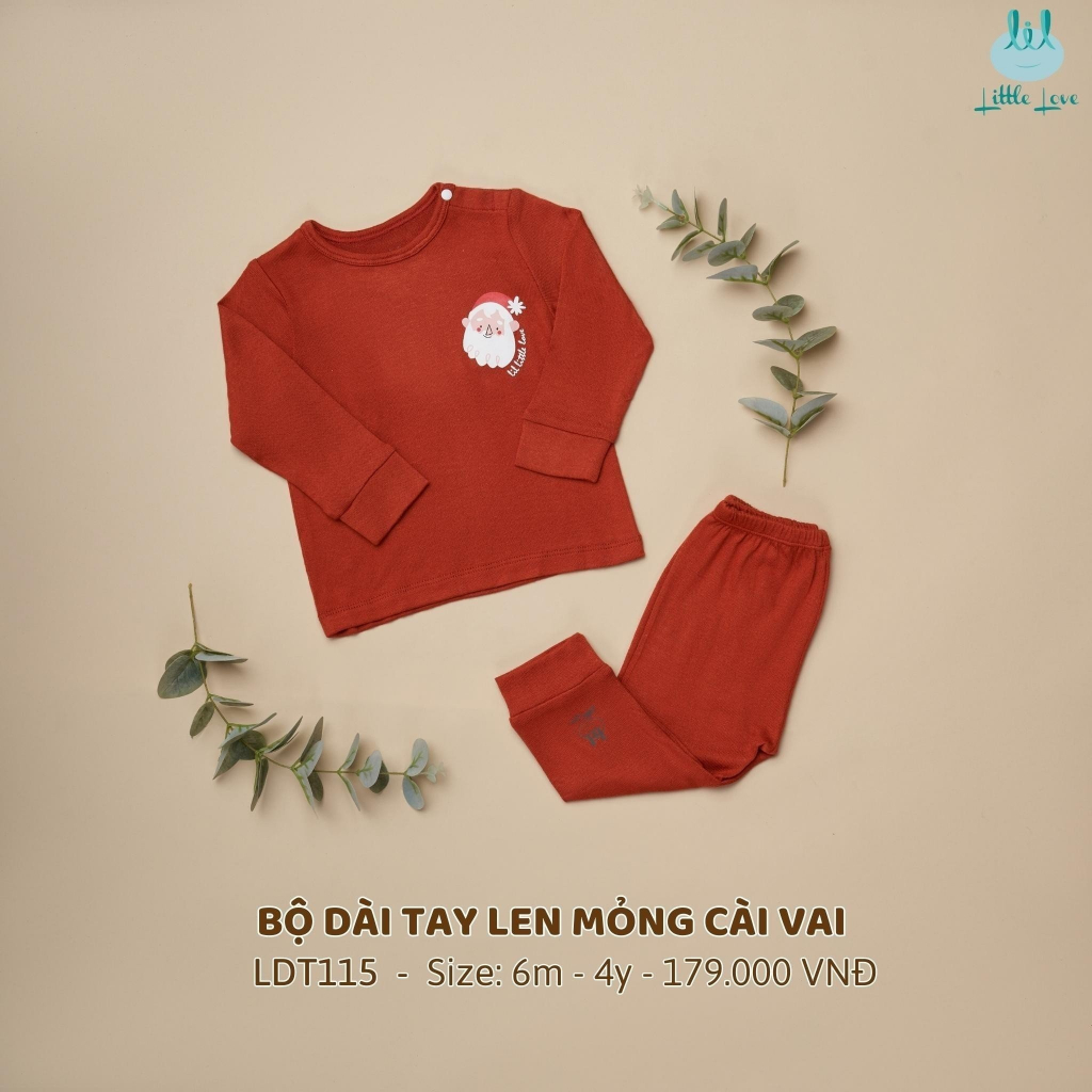 [Mã BMTTC60K giảm đến 60K đơn 50K] [BST NOEL] Bộ quần áo len mỏng Noel, cài vai LiL Little Love dành cho bé (LDT115)