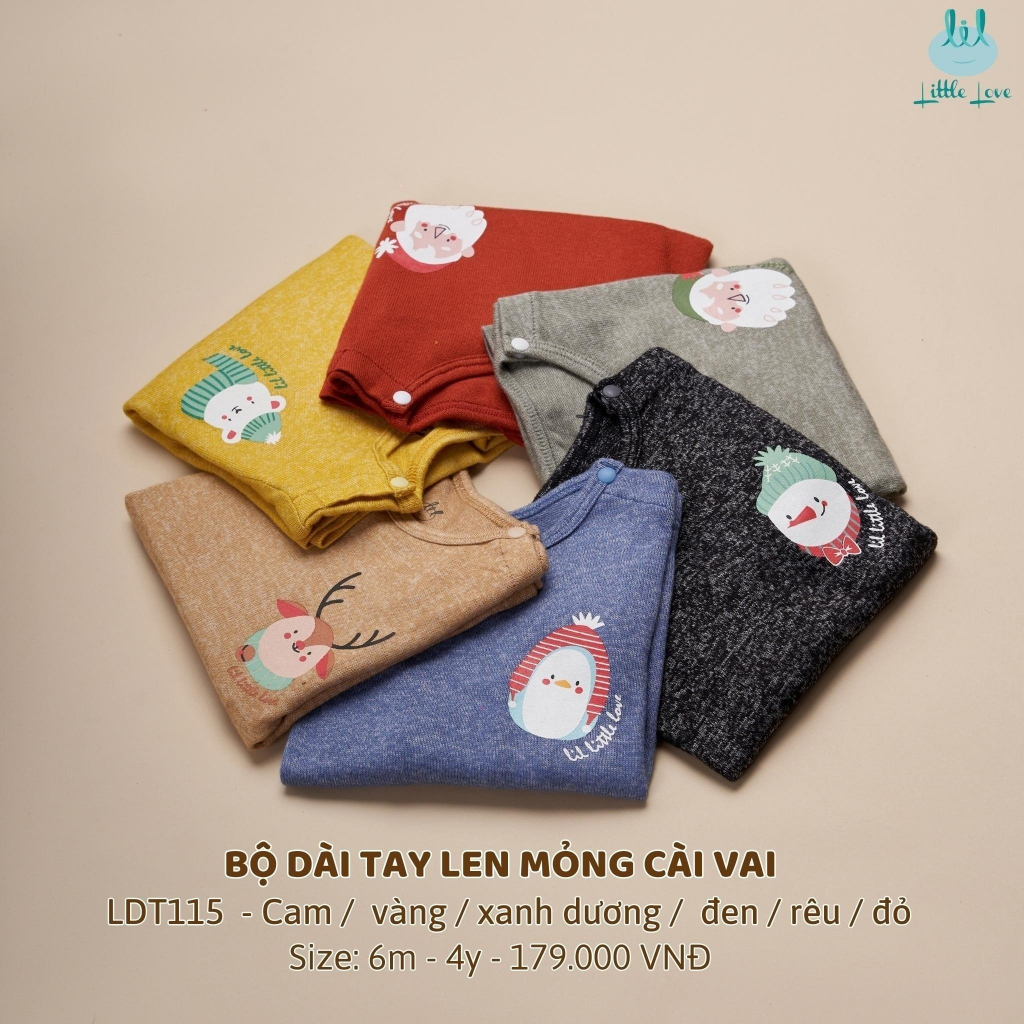 [Mã BMTTC60K giảm đến 60K đơn 50K] [BST NOEL] Bộ quần áo len mỏng Noel, cài vai LiL Little Love dành cho bé (LDT115)