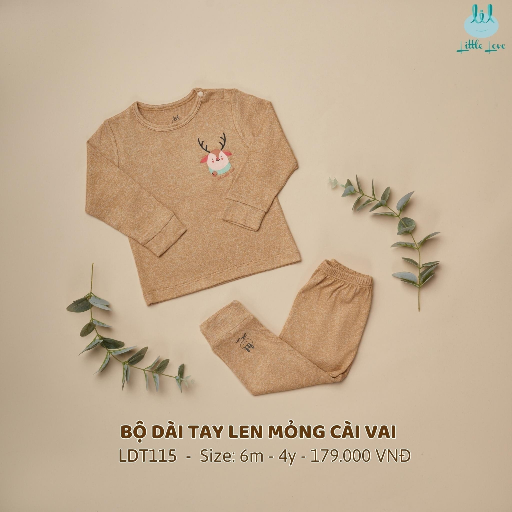Bộ quần áo len mỏng Noel, cài vai LiL Little Love dành cho bé