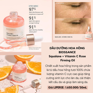 Dầu dưỡng ẩm sáng da Biossance Squalane + Vitamin C Rose Firming Oil - minisize