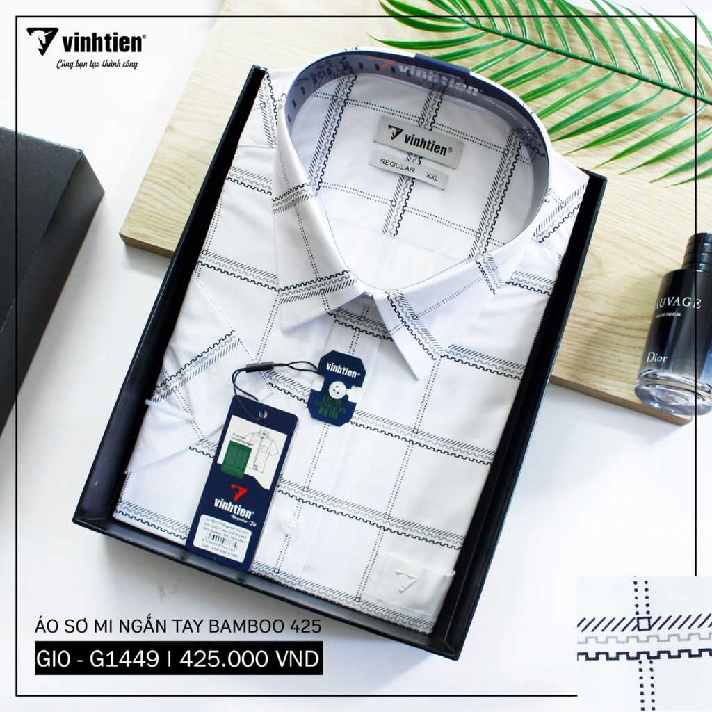 Áo Sơ Mi Bigsize Ngắn Tay Caro Bamboo Regular Fit 425 Vĩnh Tiến - Nhiều Màu