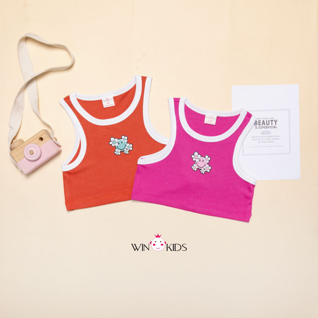 Áo thun ba lỗ croptop bé gái 10-40kg Thời trang trẻ em WINKIDS chuyên quần áo cho bé