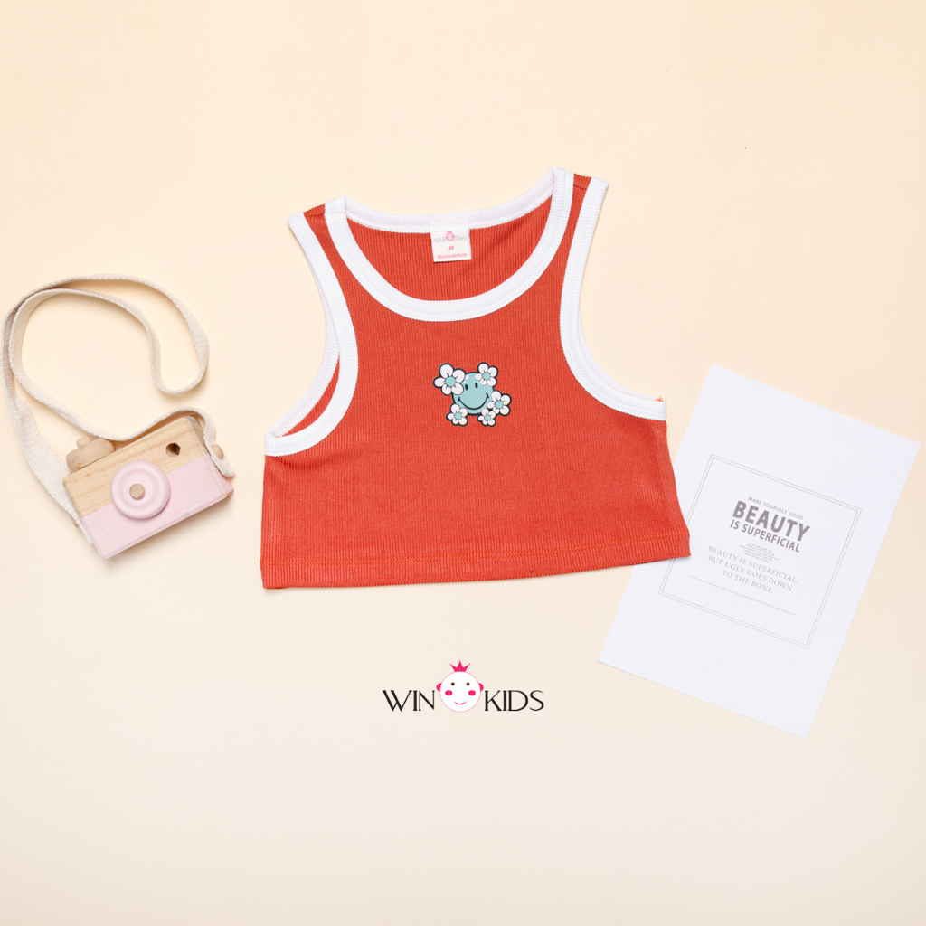 Áo thun ba lỗ croptop bé gái 10-40kg Thời trang trẻ em WINKIDS chuyên quần áo cho bé