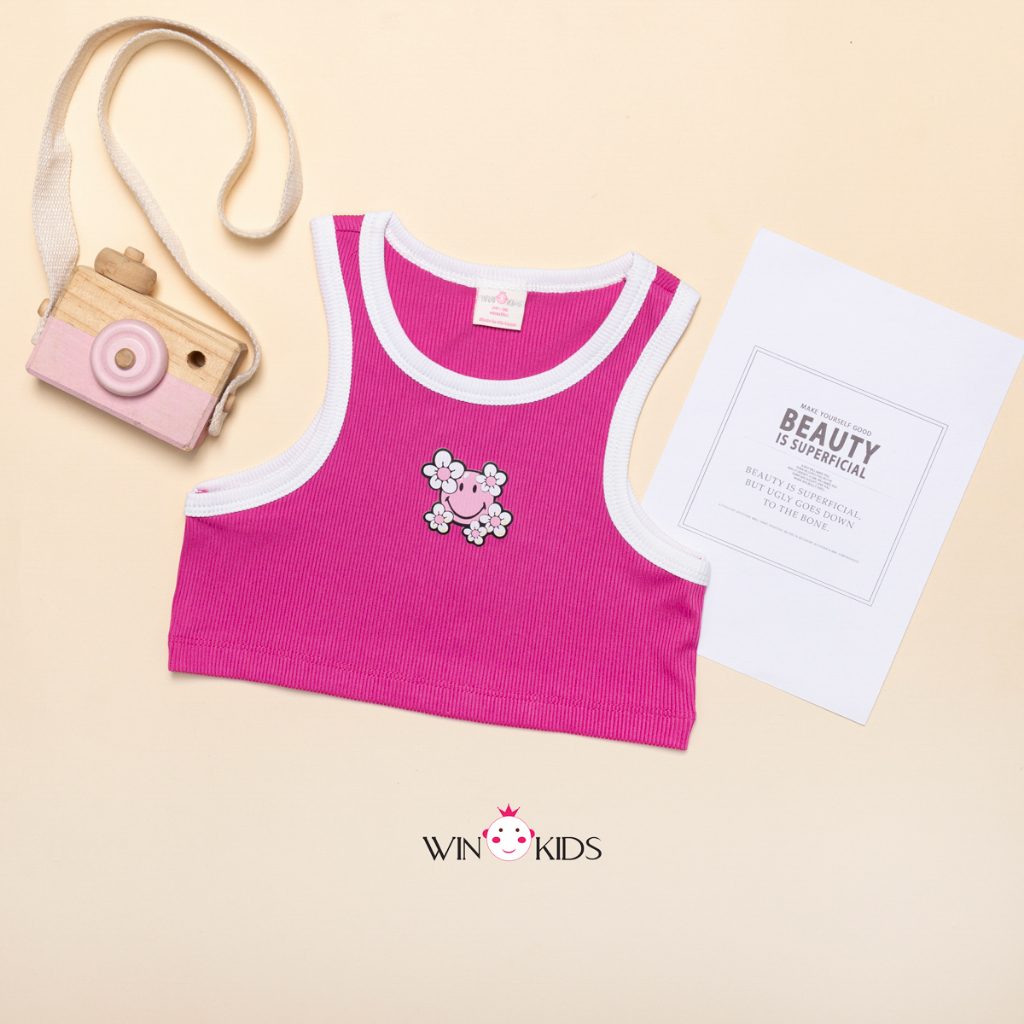 Áo thun ba lỗ croptop bé gái 10-40kg Thời trang trẻ em WINKIDS chuyên quần áo cho bé