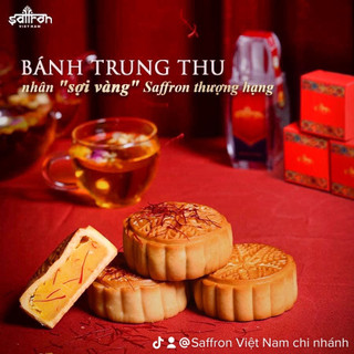 Bánh trung thu saffron vị thập cẩm, đậu xanh, trà xanh, dừa non