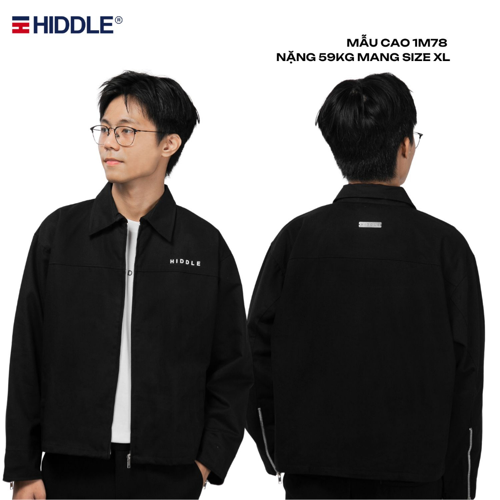 Áo khoác nam kaki 2 lớp cao cấp màu đen tay dây kéo sang trọng HIDDLE | H8-AK8