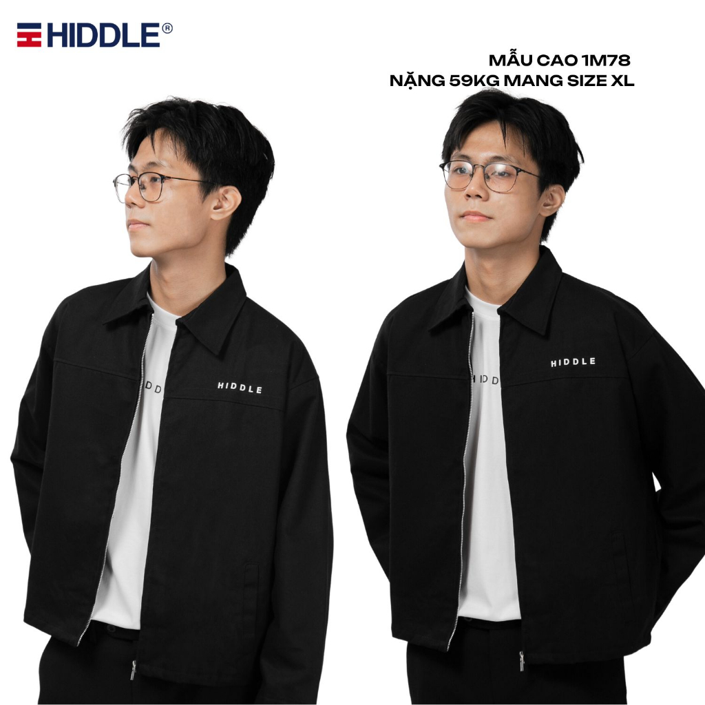 Áo khoác nam kaki 2 lớp cao cấp màu đen tay dây kéo sang trọng HIDDLE | H8-AK8