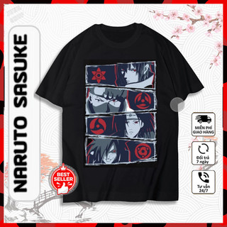 Áo thun Anime Naruto Sasuke Uchiha Itachi, Áo thun SASUKE hình in cực ngầu, Chất liệu cotton co dãn thoáng mát