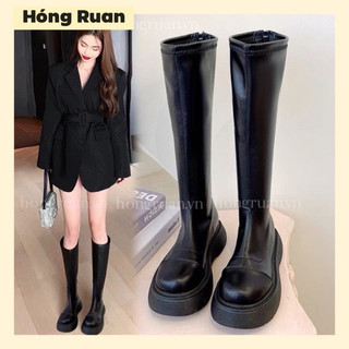CÓ SẴN bốt cao cổ trơn boot đế cao phong cách ullzang trend 2024