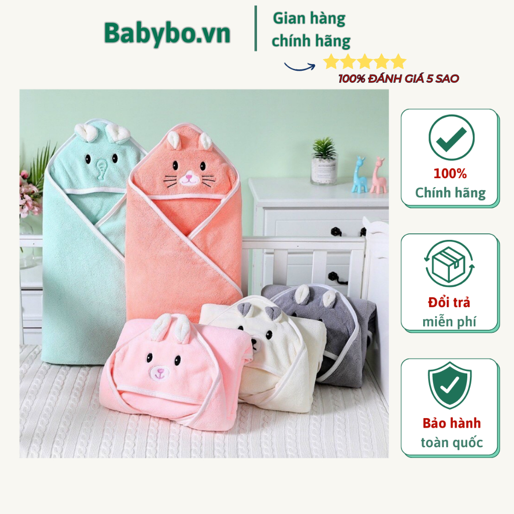 Khăn choàng ủ thú lông tuyết mẫu mới siêu mềm kích thước 1mx1m cho bé sơ sinh