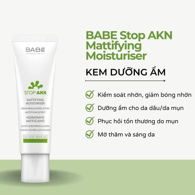 Kem Dưỡng Laboratorios Babé Cho Da Dầu Mụn Stop AKN Mattifying Moisturiser