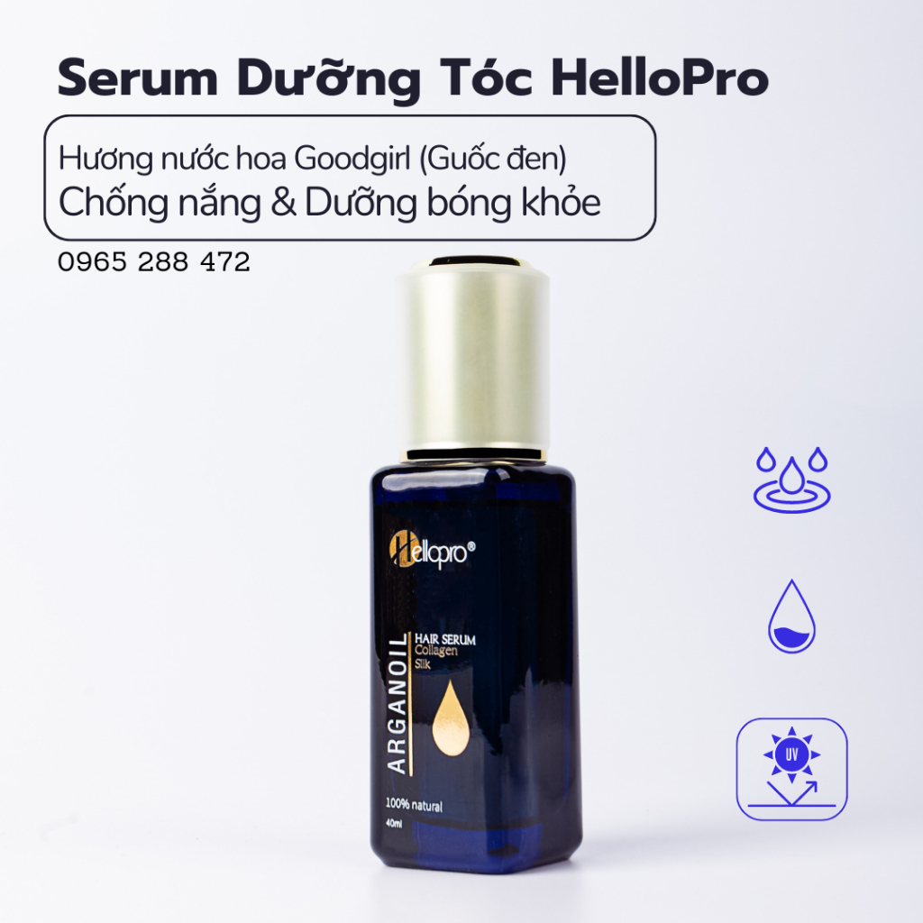 Serum Dầu Dưỡng Tóc Hellopro 40ml Hương Nước Hoa Good Girl, Giảm Rụng, Dưỡng Tóc Bóng Khỏe, Dành Cho