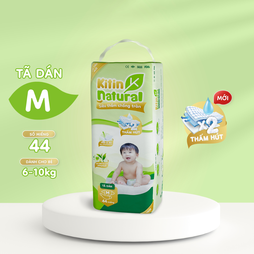 [MUA 2 TẶNG 1] Combo 2 bịch Tã/Bỉm Kitin Natural dán Kitin Natural size NB56/S50/M44/L40