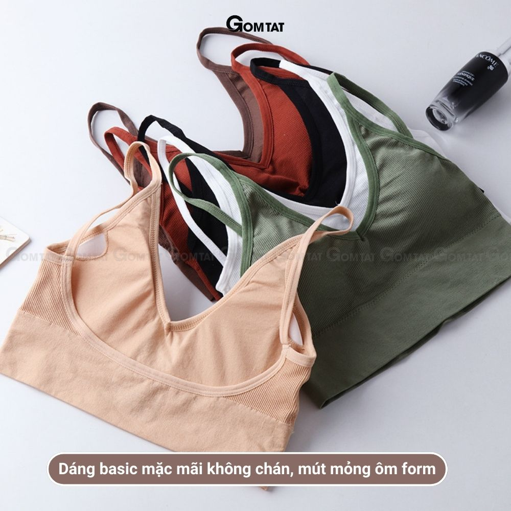 Áo Bra nữ thun GOMTAT gân tâm 2 dây mảnh nâng ngực, thoáng khí hở lưng chữ U gợi cảm - SA-367