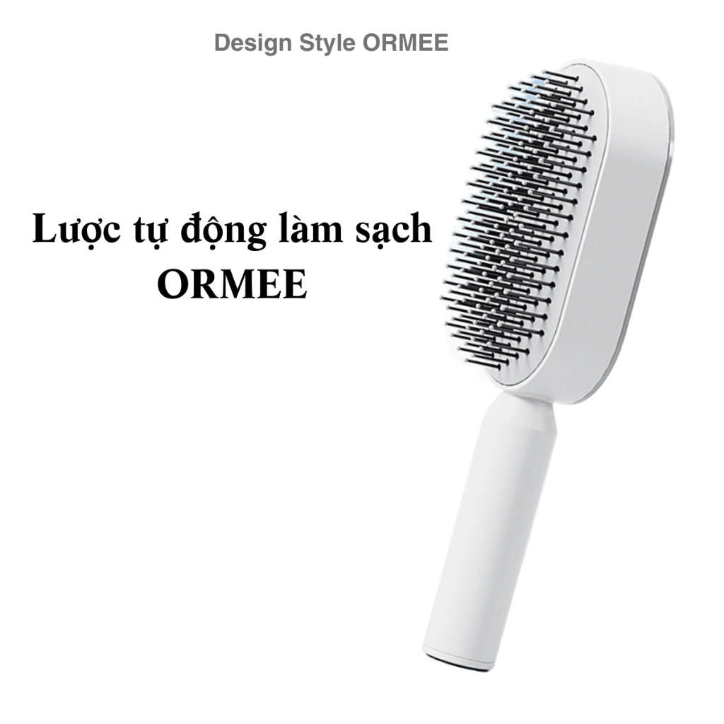 Lược gỡ rối ORMEE bản nâng cấp làm sạch bằng 1 nút bấm, túi khí trung tâm, gỡ rối tóc, tạo kiểu phồng tóc