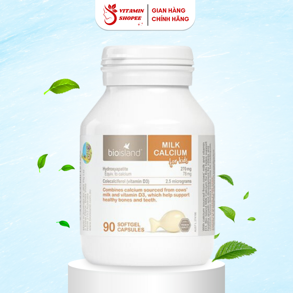 Viên Uống Canxi Sữa Bio Island Milk Calcium For Kid Hỗ Trợ Cho Sự Phát Triển Xương Và Răng Chắc Khỏe Cho Bé 90 Viên