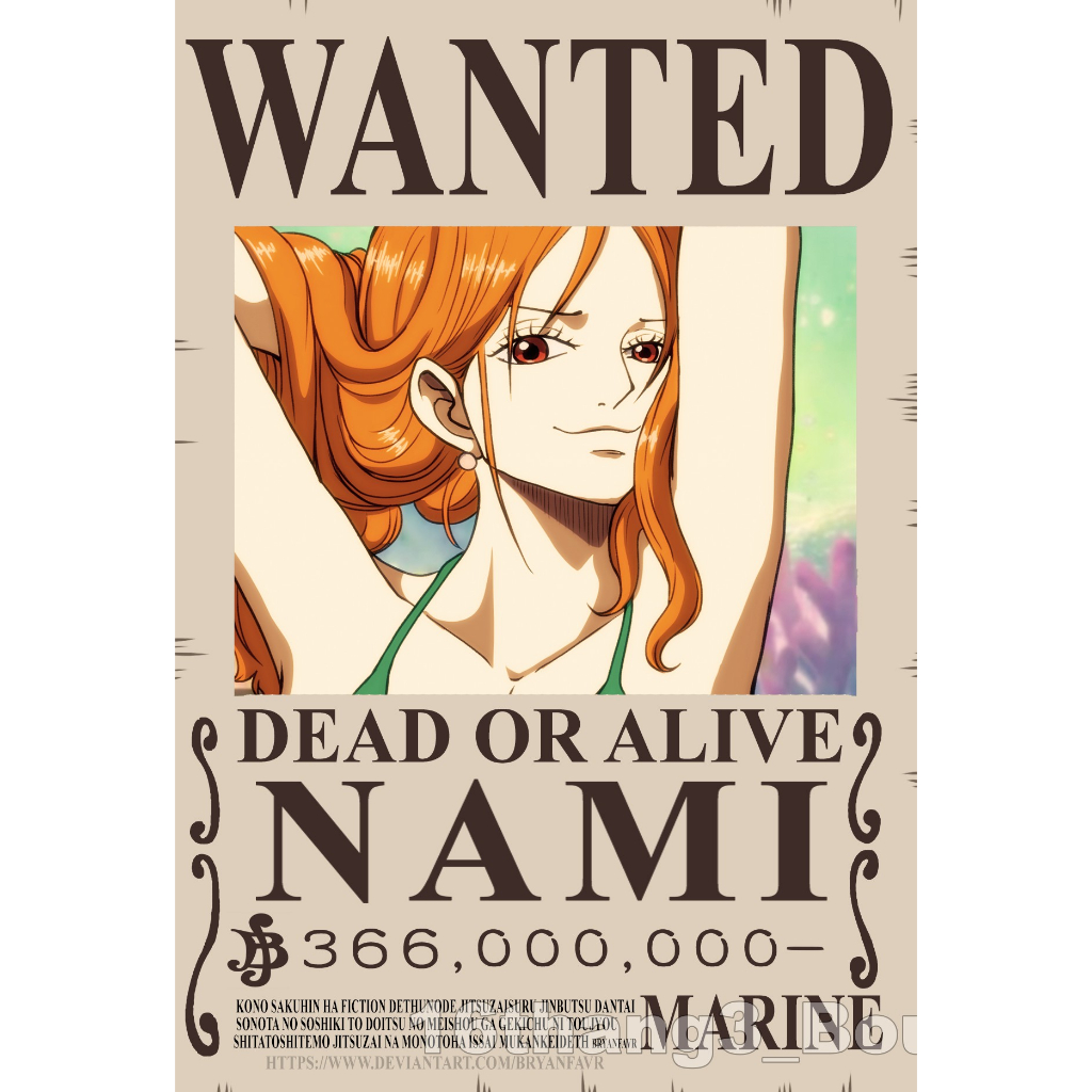 Bìa cứng chống nước Poster Dán Tường Chụp ảnh hình truy nã các nhân vật One Piece Luffy Chopper Nami Law Wanted