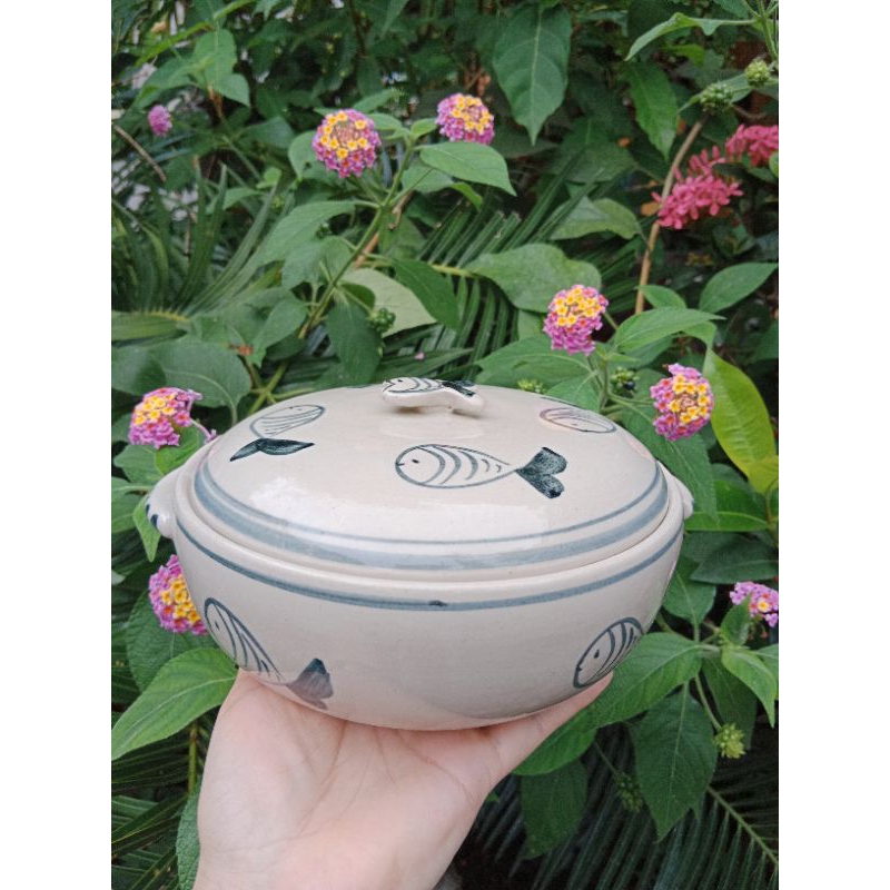 Bộ bát, đĩa, thố cá, hàng vuốt tay Bát Tràng