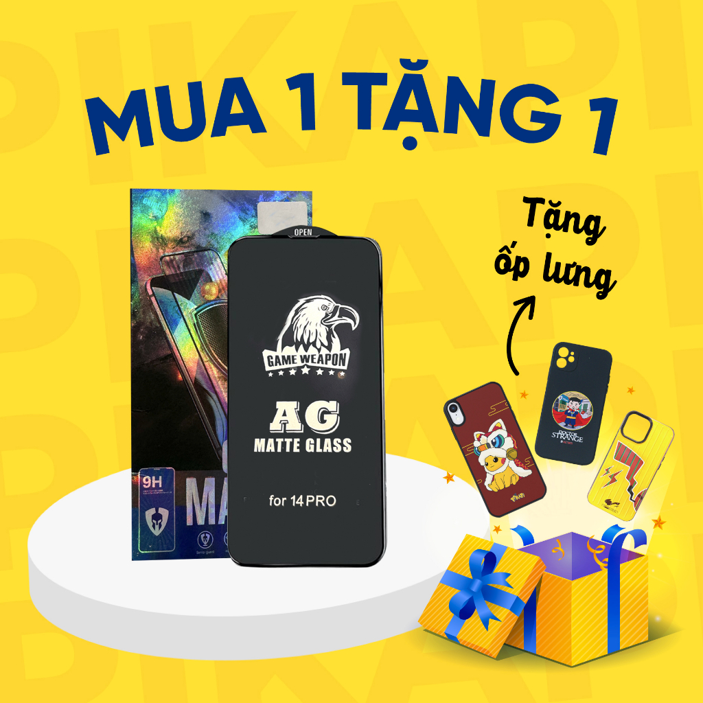 Kính cường lực iPhone AG Đại bàng TẶNG ốp lưng Pikapi: chống bám vân tay, Fullbox cao cấp độ cứng 9H